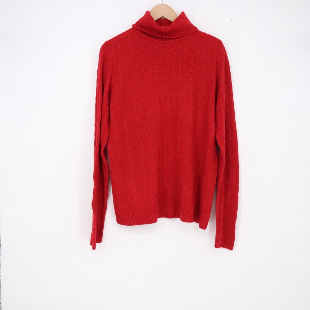Croft & Barrow Sweater Womens M Rowdy Red Cable Knit Turtleneck NEW